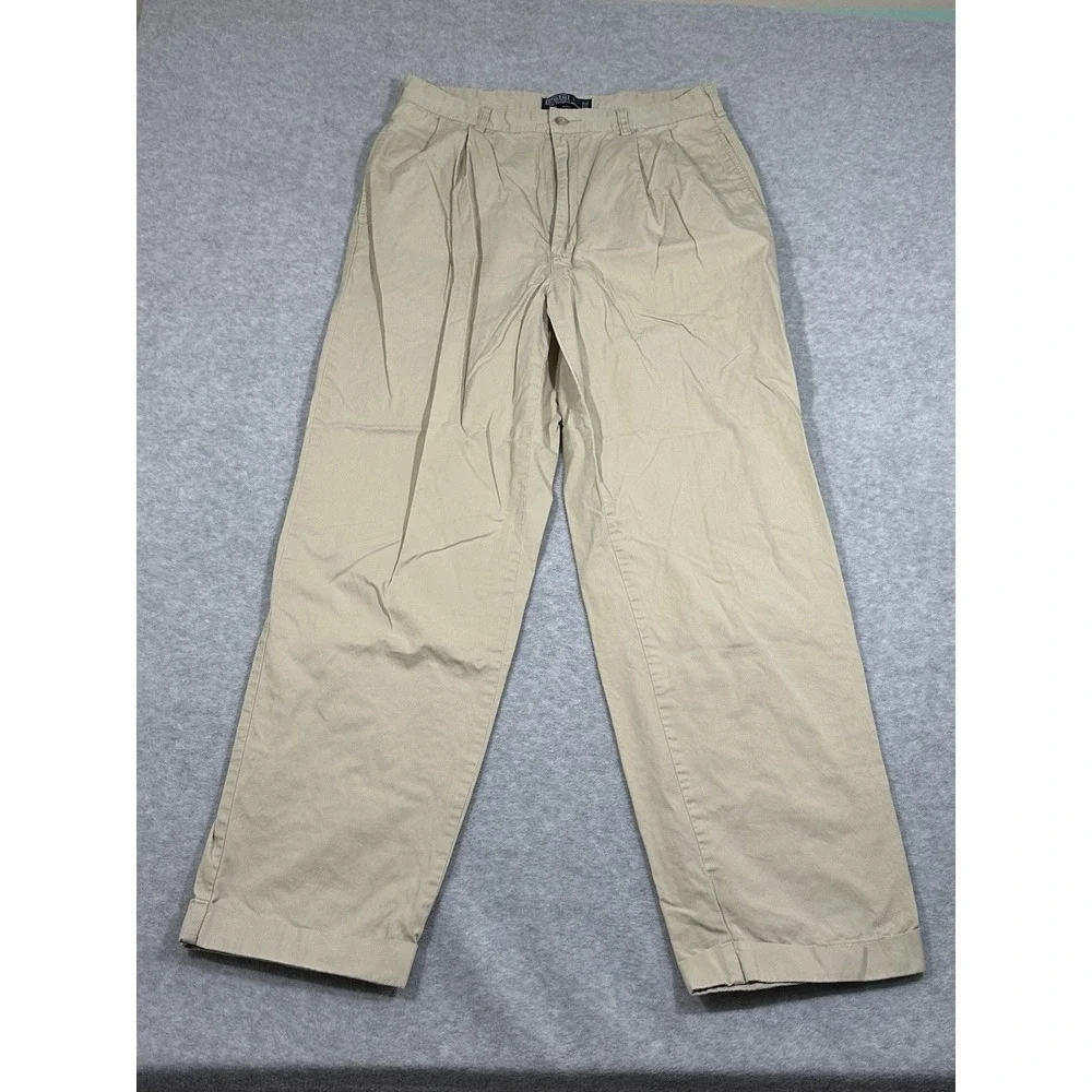 Polo Ralph Lauren Hammond Pants mens 34x32 (30) Tan Cotton Cuffed‎ Pleated